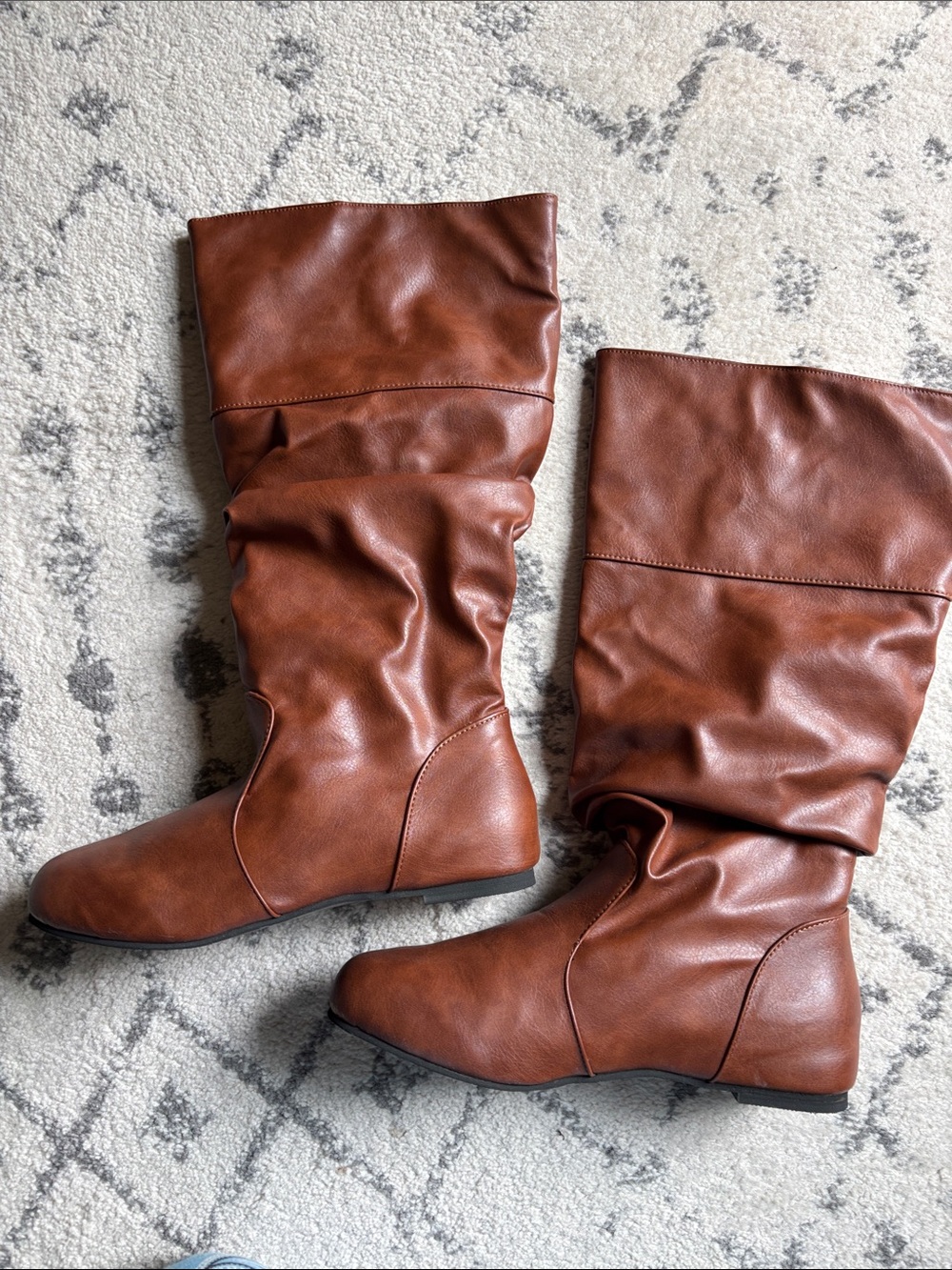 Wide Calf Women's Tall Slouch Boot - Brown Faux Leather